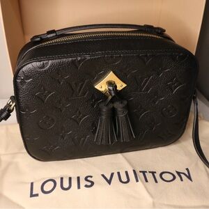 Louis Vuitton Black Monogram Crossbody Bag with Gold Accent